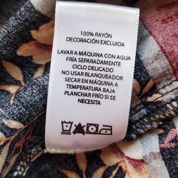 ♤ BeachLunchLounge Belted Floral Tunic Dress Size Small Black Gold Burgundy - Picture 4 of 10